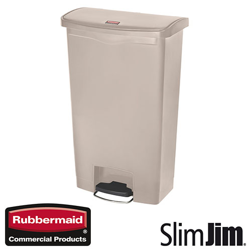 Afvalbak Slim Jim Front Step On container Rubbermaid 68 liter beige